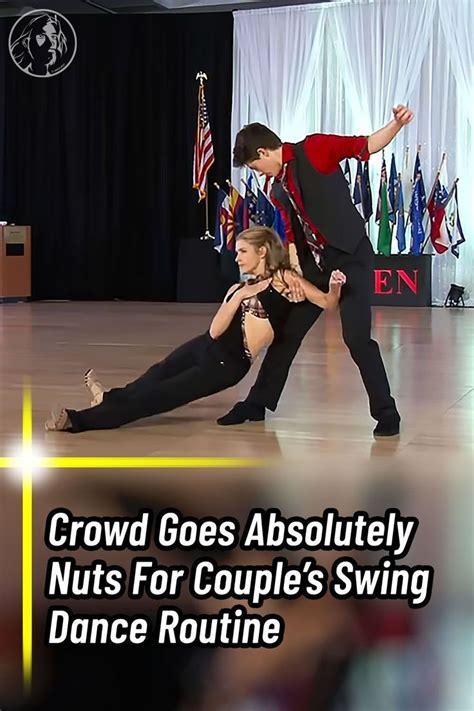 A Man And Woman Dancing On A Dance Floor With The Words Crowd Goes