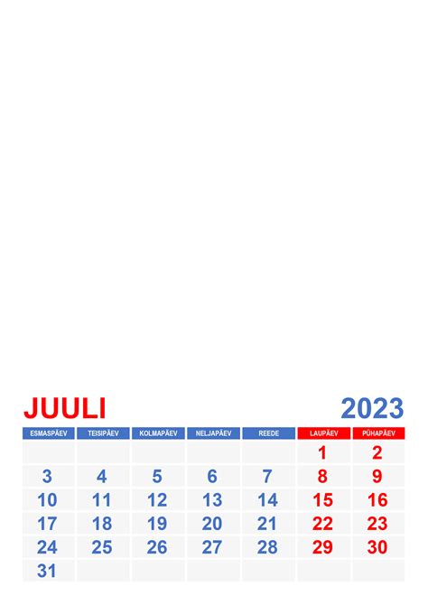 Kalender Juuli 2023 Kalendridsu Tasuta Eestikeelsed Kalendrid