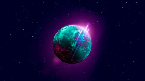 Wallpaper Space Stars Planet Purple Background Retrowave Dark