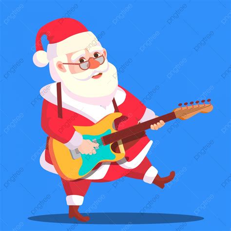 Santa Claus Hand Vector Art Png Santa Claus Dancing With Guitar In