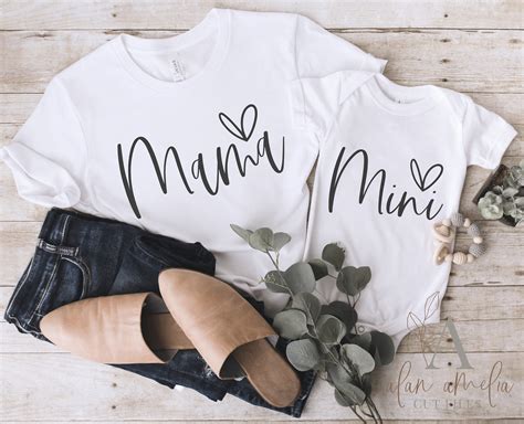 Mama And Mini Svg Mommy And Me Matching Shirt Svg Mom Etsy