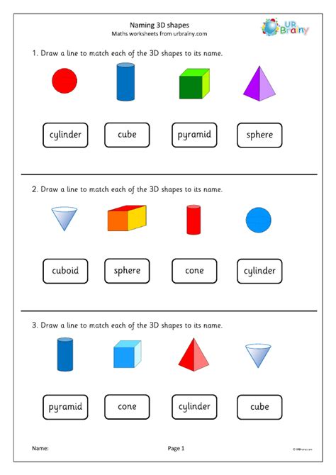 Naming 3d Shapes Worksheet