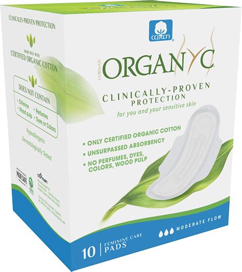 Organyc Hypoallergenic 100 Organic Cotton Pads Day Wings 10 Count Boxes Pack Of 2