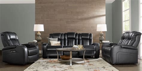 Spectacular Black Leather Living Room Set Concept Ara Design