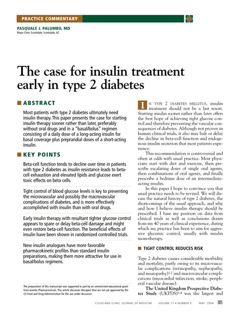 Pdf The Case For Insulin Treatment Early In Type 2 Diabetes