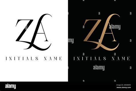 Luxury Initial Za Or Az Monogram Text Letter Logo Design Stock Vector