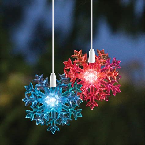 Lytworx Colour Change Led Solar Hanging 3d Snowflake Lights 2 Pack