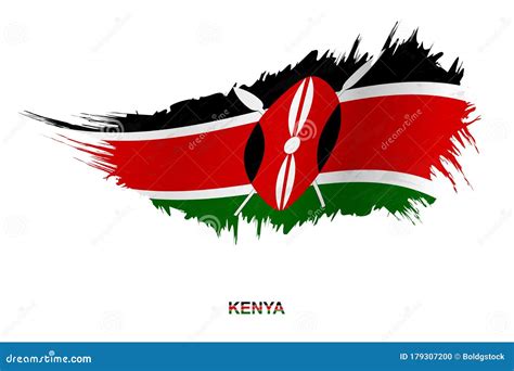 Flag Of Kenya In Grunge Style With Waving Effect Stock Vector