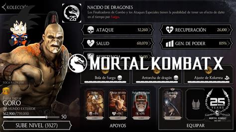 Mortal Kombat X Android Level Up Subiendo De Nivel Goro Furia Tigrar
