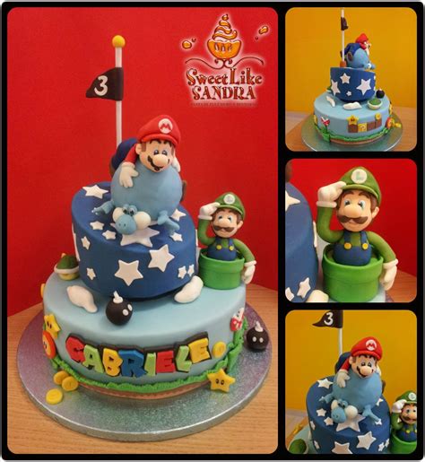 The cake is 65″ and 4.5″ high. Mario, Luigi, Yoshi cake | Cake, Desserts, Yoshi