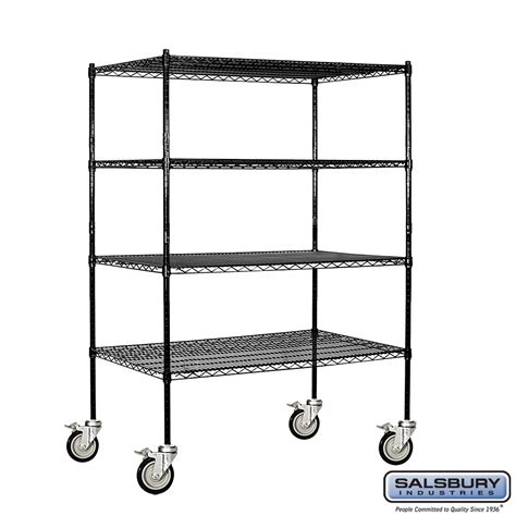 48 Wide Mobile Wire Shelving 69 Inches High 24 Inches Deep Black