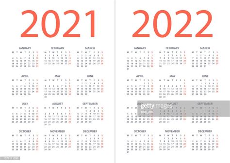 Calendar 2021 2022 Vector Illustration Week Starts On Monday High Res