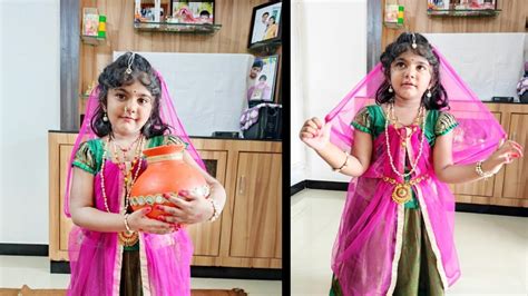 Gopika Costume For Krishna Janmashtami Ll My Little Angel Dressed Up As Gopika Ll Krishnastami