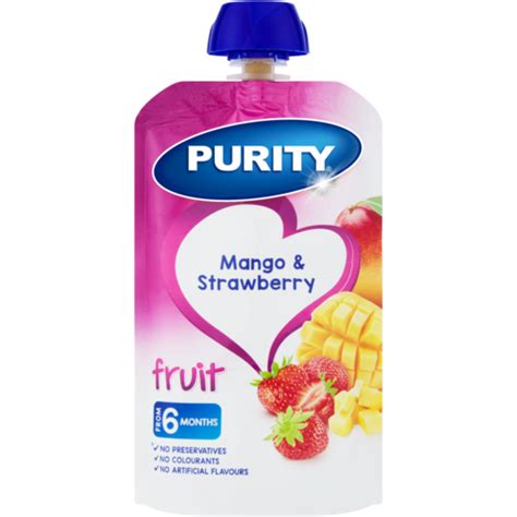 Purity Mango And Strawberry Fruit Puree 6 Months 110ml Baby Pouches