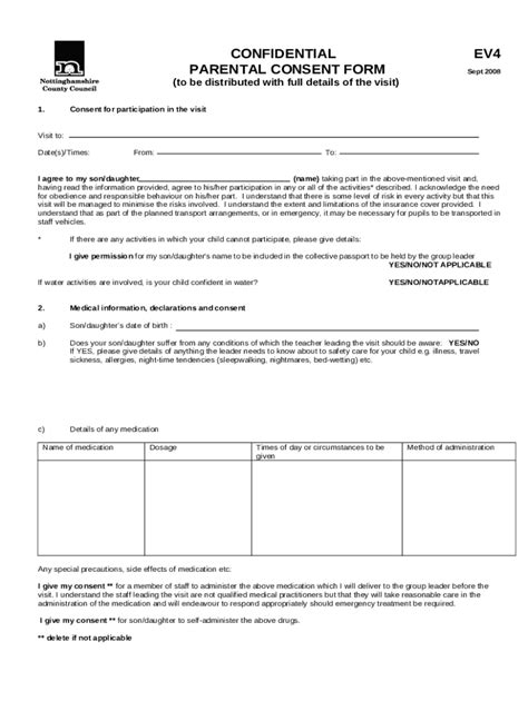50 Printable Parental Consent And Templates Templatelab Doc Template