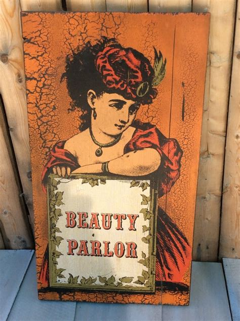 Vintage Wooden Beauty Parlor Sign Western Style Sign Wall