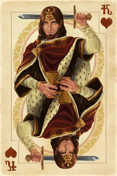 (the jack of hearts is not symmetrical in a normal the king card in a suit depicts as the viceroy cards seated on thrones. King of Hearts by AlixBranwyn on DeviantArt