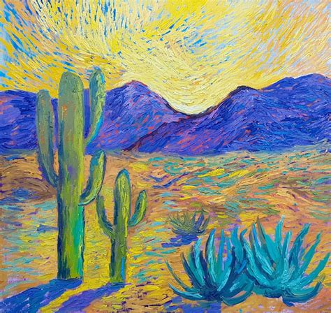 Desert Painting Original Art Canvas Desert Sunset Large Modern Etsy