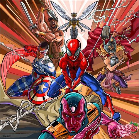 The Avengers And Spider Man Characters Are Depicted In This Cartoon