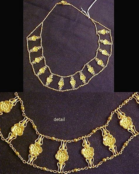 Lot One 20k Tested Gold Collar Necklace Double