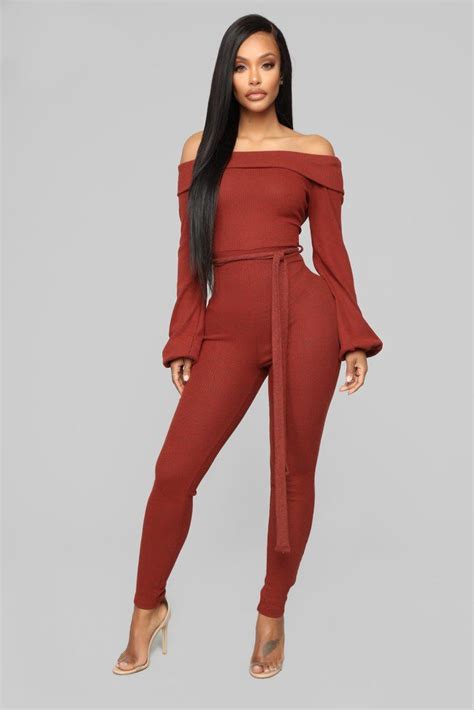 Cozy With You Jumpsuit Brick Red Red Fashion Fashion Art Girl