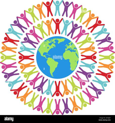 Vector Colorful Illustration Of People Around The World Peace