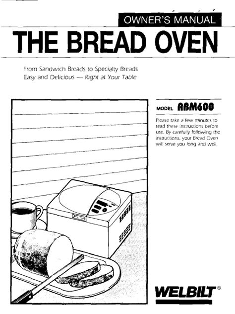 Cuisinart details wae up to the smell of freshly baed bread with this programmable bread machine. Welbilt Abm600 Bread Machine Manual