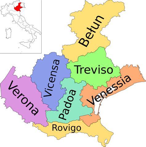 Administrative map of italy showing regions, provinces and communes.png 1,632 × 2,112; File:Map of region of Veneto, Italy, with provinces-vec ...