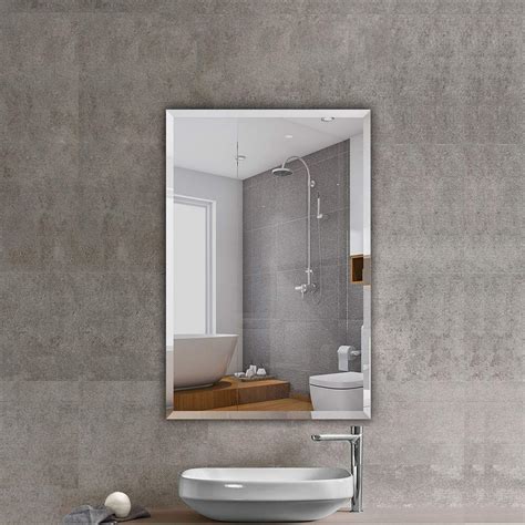 Beauty4u Rectangular Frameless Wall Mirrors 24 X 36 Frameless Beveled Hd Bathroom Mirror Vanity