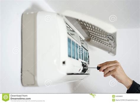 Fixing And Maintaining Air Conditioning System Stock Image Image Of