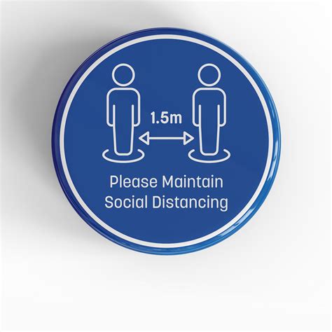 Social Distancing Covid 19 Custom Made Promotional Badges 75mm Badge Blue