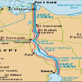 The suez canal provided a vital trading route from the mediterranean to the red sea and beyond to africa and asia. Map Suez Canal Crisis