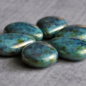 Turquoise Bronze Picasso Czech Glass Bead 12x16mm Pear Shape Drops 6