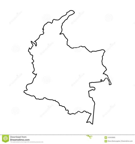 Mapa De Colombia De Las Curvas Negras Del Contorno Del Ejemplo Stock De