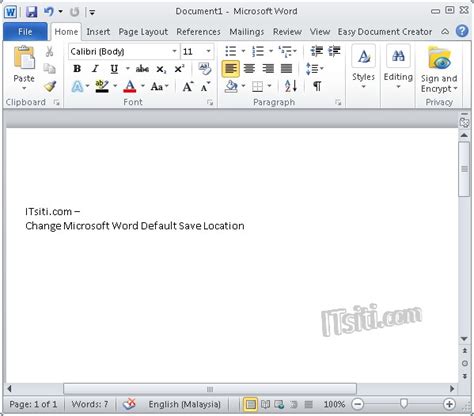 Change Default Save Location For Microsoft Word