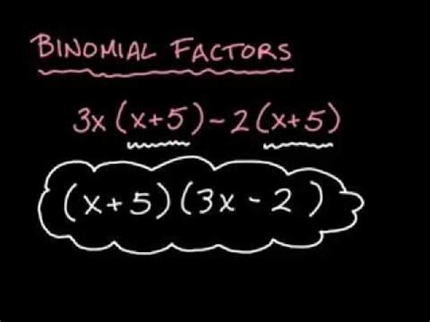 Factor, a latin word meaning who/which acts, may refer to: Common Binomial Factors - YouTube