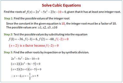 Maybe you would like to learn more about one of these? Solving Cubic Equations (solutions, examples, videos)