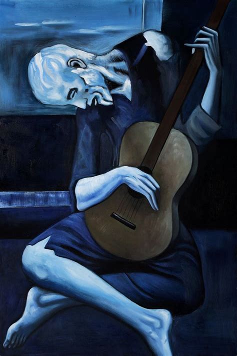 Pablo Picasso The Old Guitarist Oil Paint X Picasso Artwork Famous