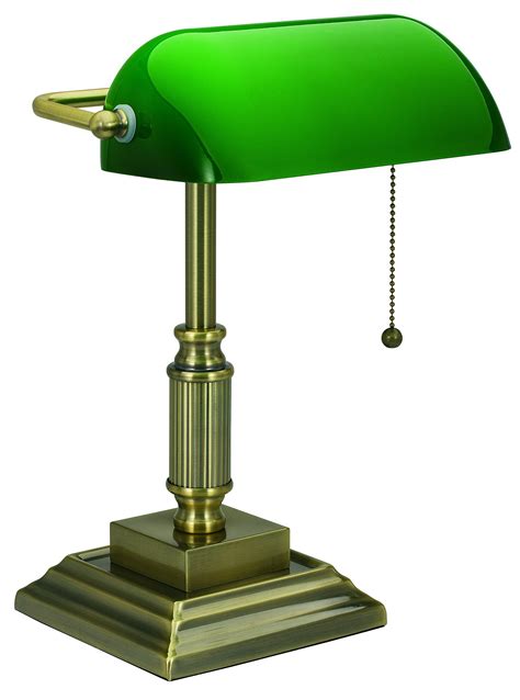 V Light Traditional Style Cfl Bankers Desk Lamp With Green Glass Shade
