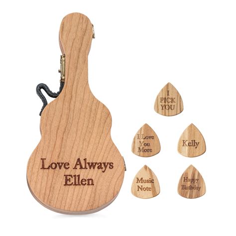 Personalized Wood Guitar Picks With Pick Box