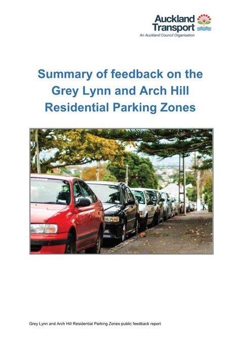 Summary Of Feedback On The Grey Lynn And Arch Hill Residential Parking