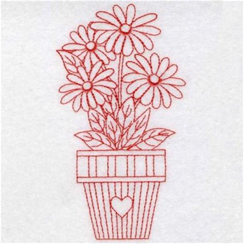 Daisy Redwork Machine Embroidery Design Embroidery Library At