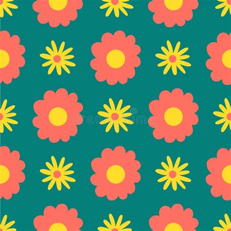 1970s Retro Daisy Seamless Pattern Stock Vector Illustration Of