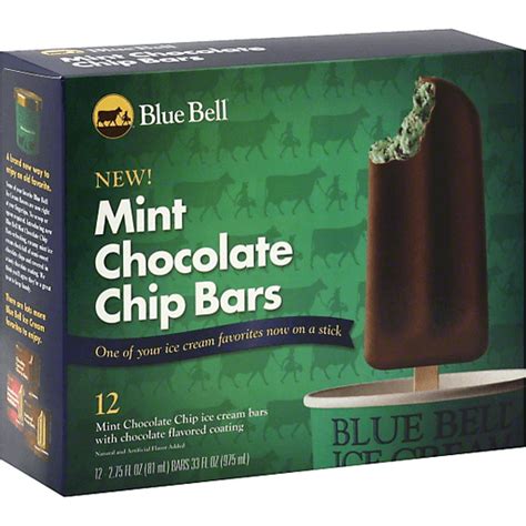 Blue Bell Ice Cream Bars Mint Chocolate Chip Frozen Foods Mt Plymouth