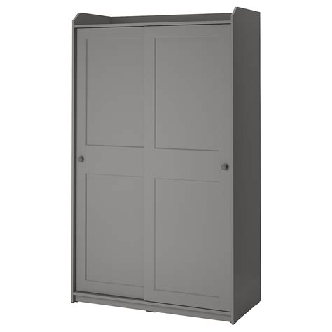 Stylistically the sliding doors give a modern look to the wardrobe. HAUGA Wardrobe with sliding doors - grey - IKEA