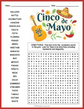 Cinco de Mayo Word Search Puzzle by Puzzles to Print | TpT
