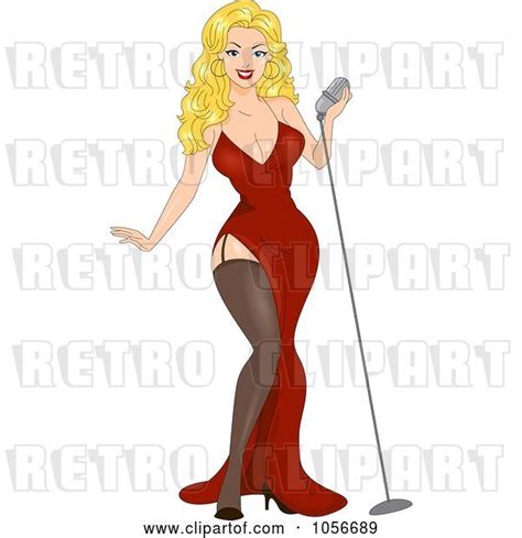 Vector Clip Art Of Retro Cartoon Sexy Blond Pinup Lady Singing By Bnp Design Studio