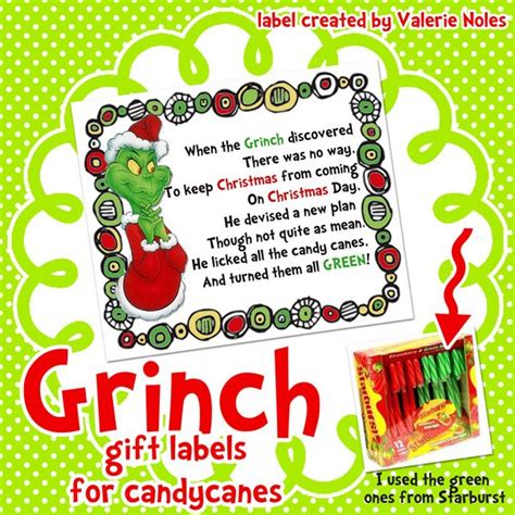 Sharing candy cane poems during the holidays is a sure way to spread the season's cheer. in third grade : Grinch Printable Gift Labels for Candy ...