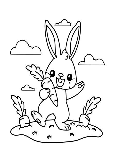 Cute Rabbit And Carrot Coloring Page Pdf Free Printable Coloring Pages