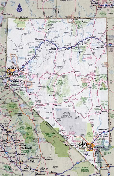 Large Detailed Roads And Highways Map Of Nevada State With Cities